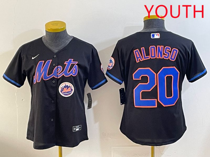 Youth 2025 New York Mets #20 Alonso Black Game Nike MLB Jersey style 6
